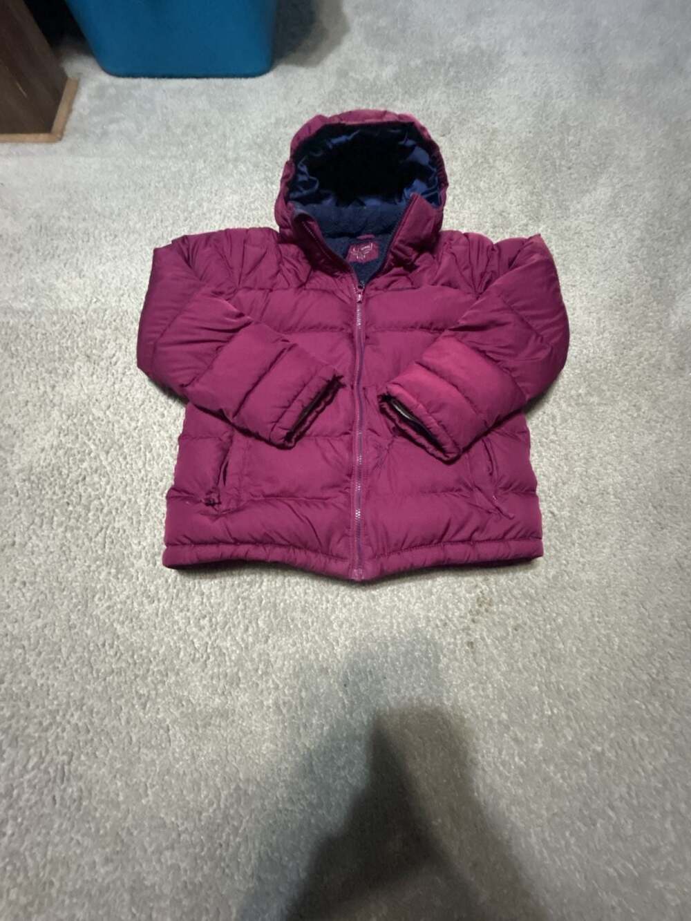 L.L.Bean Kids Down Puffer Jacket Berry Pink Size L 14-16 Hooded Winter Coat